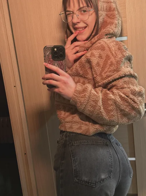 Glasses framing my face, ass framing the shot - double the fun!