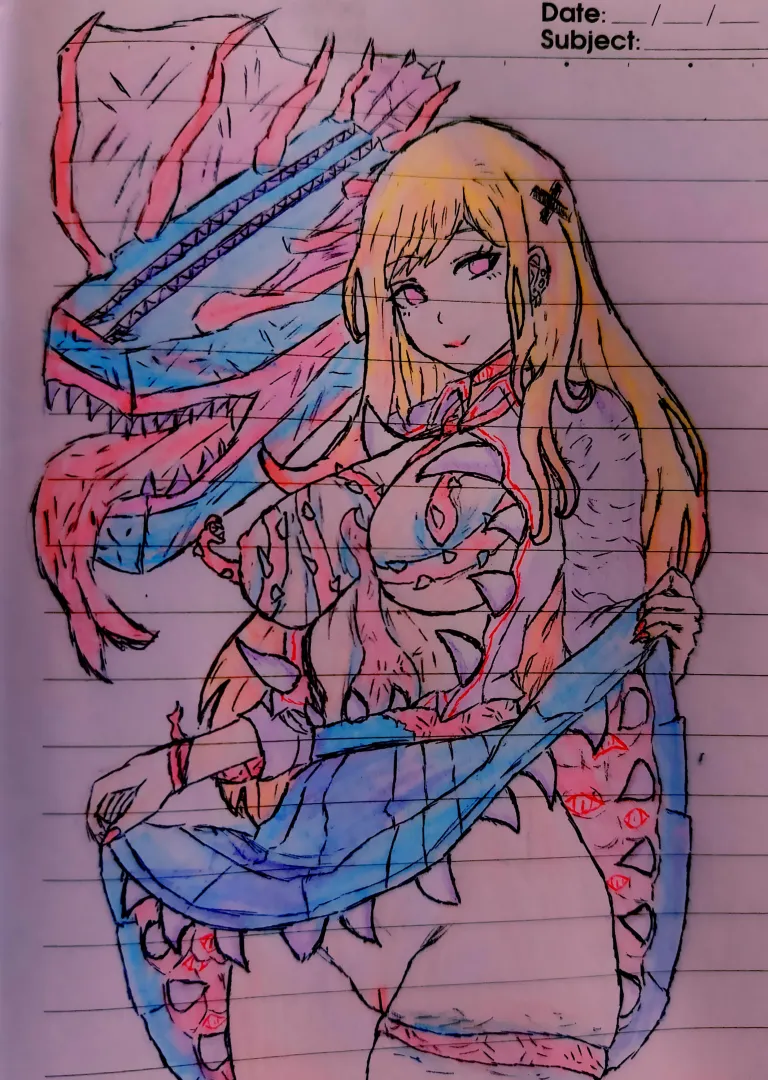 I just came up with an idea: I'll post my drawing and ask people to write a story about it using a keyword I provide. And today's keyword is: parasite