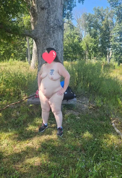 Nude on the hiking trail
