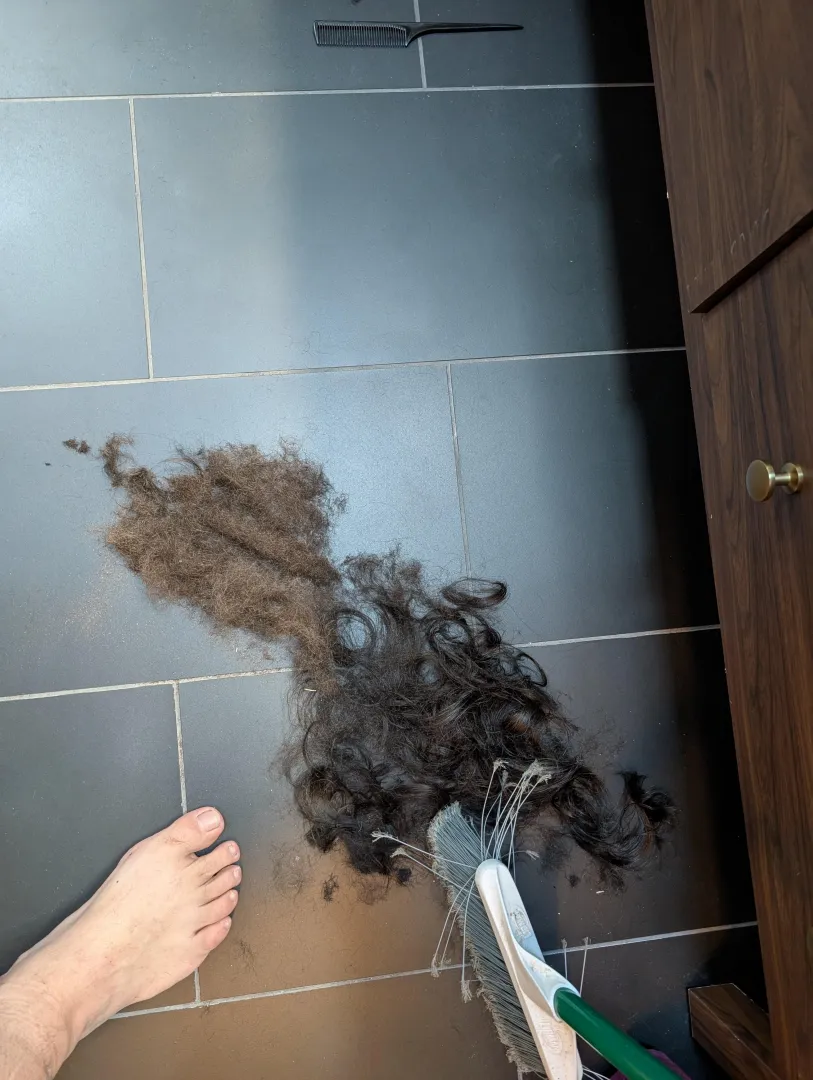 One pile is from a haircut, the other pile is from my lower half