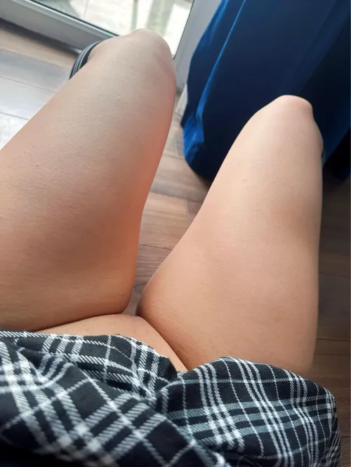POV under my pleated skirt