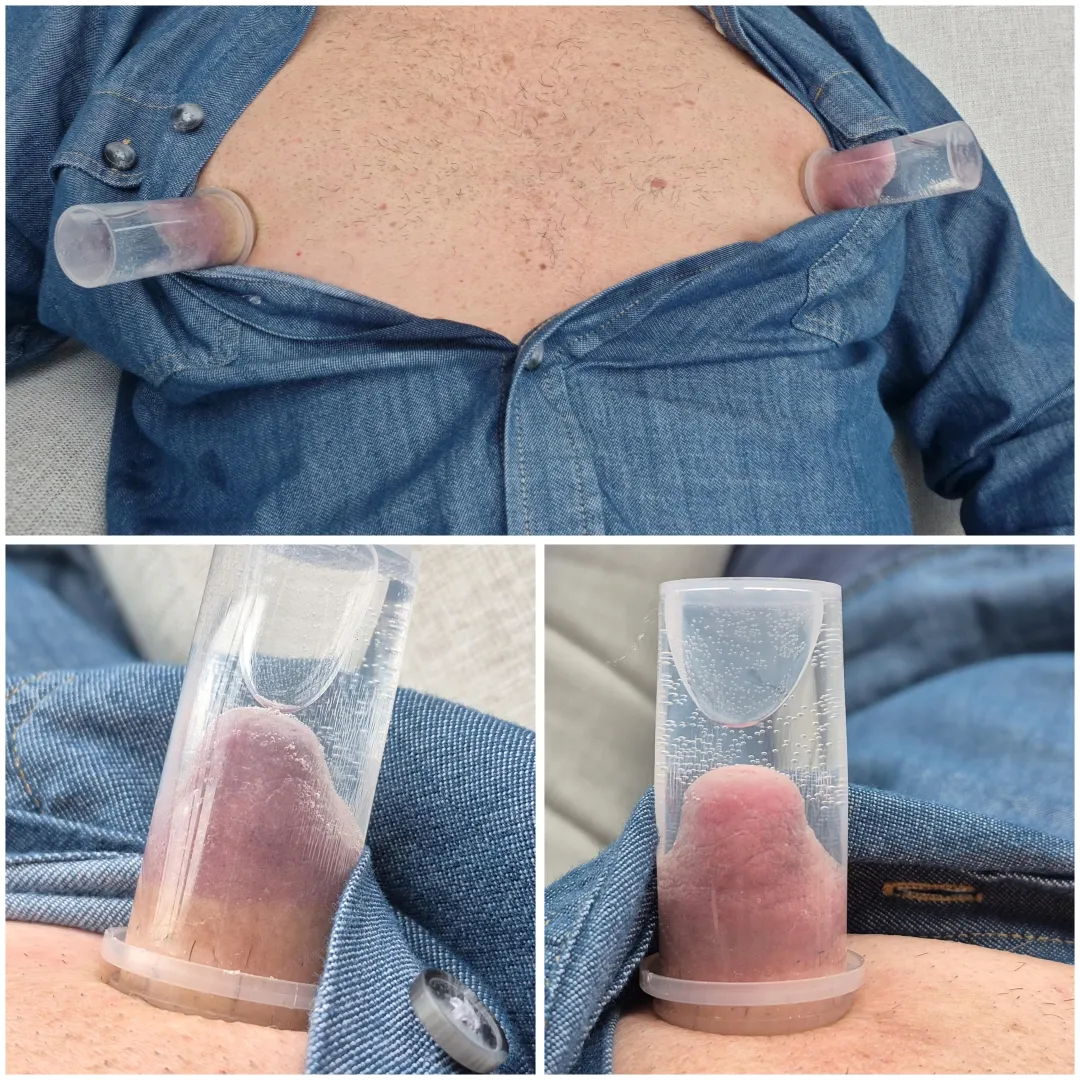 Pumping my nipples again in the community lounge 