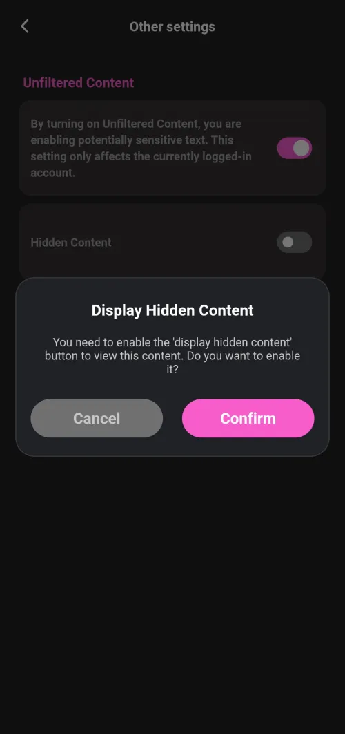 What does hidden content mean?