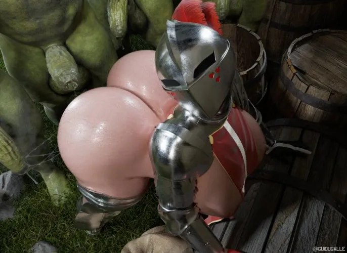 Could someone edit caption with tattoos and dialogue of her Trying to pretend she's not admitting she's a Slutty knight