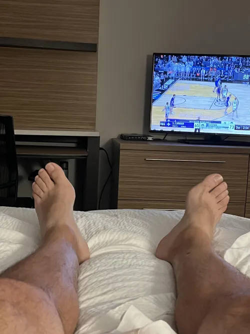 Crazy long work week for this Dad (47), and now relaxing with the game. Would be ideal to have someone rubbing these right now.