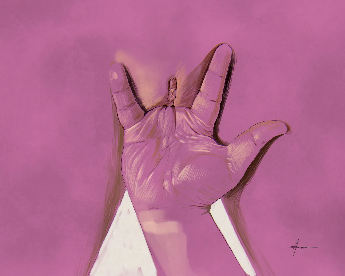 Fingers in, sketch by me