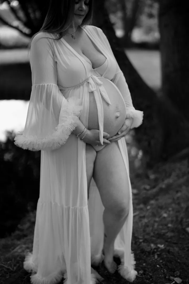 Full heavy breasts and round belly. You wanna bury your face here?