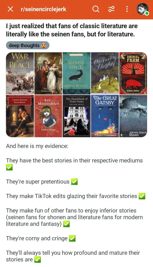 Is literature the same as comics for adult men?