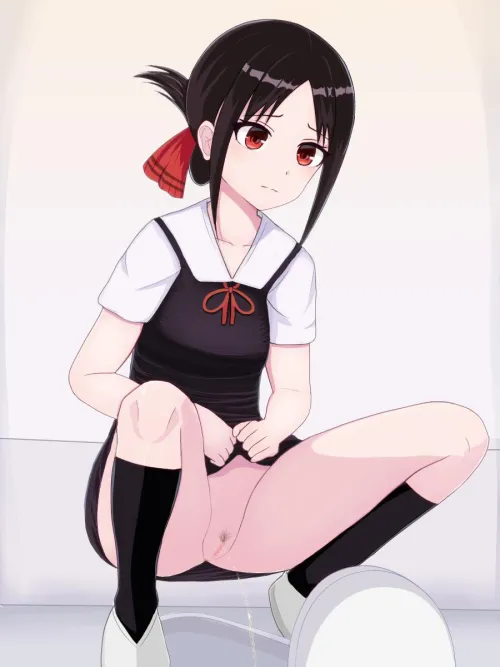 Love is war Kaguya squat peeing on a squat toilet