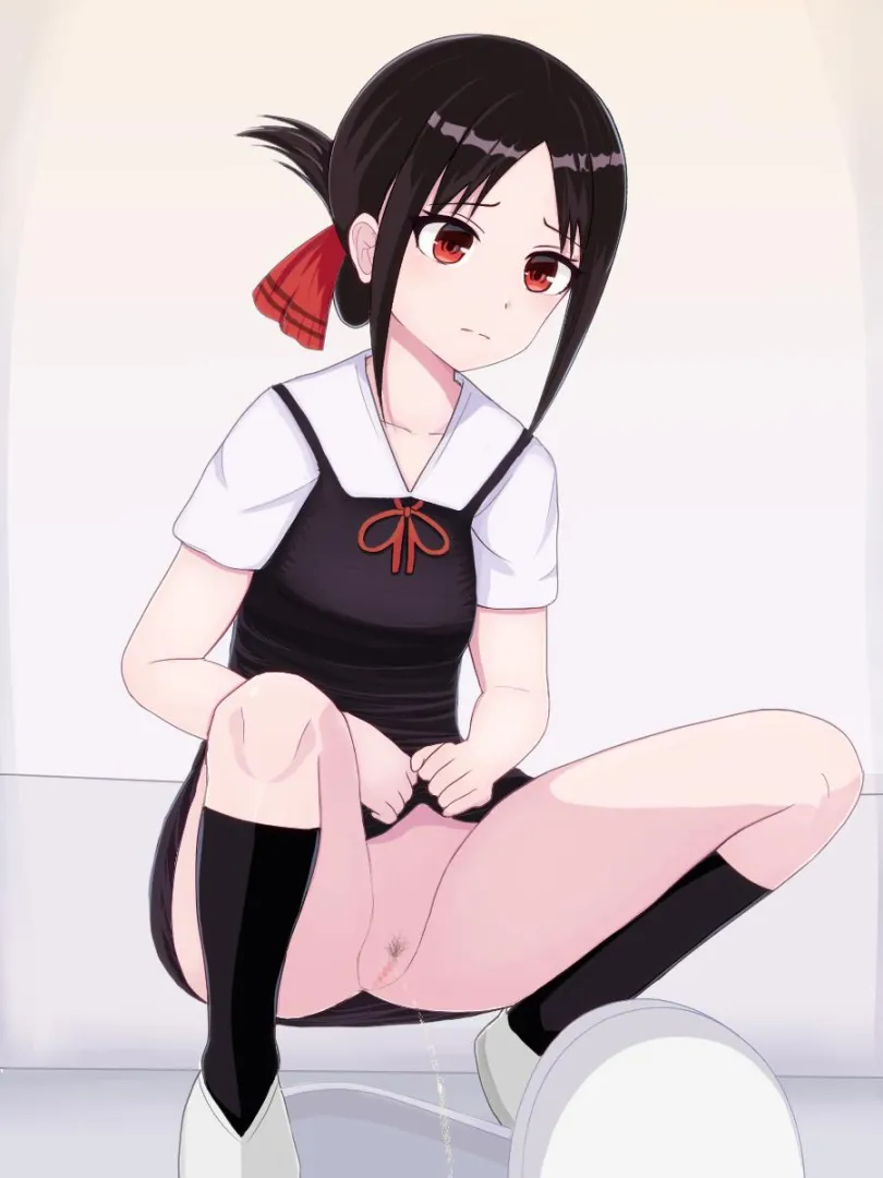 Love is war Kaguya squat peeing on a squat toilet