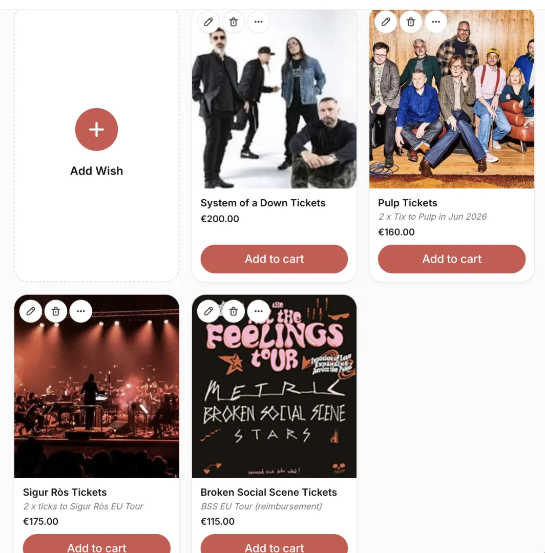 New dream sub: the GIG TICKETS SUB.