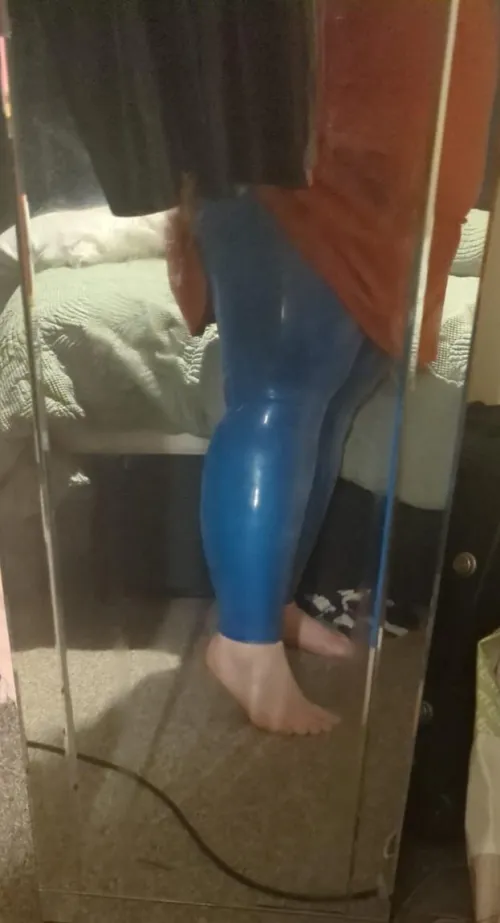 Out in latex leggings (discreet) 