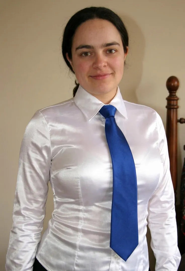 Sexy satin blouse and tie