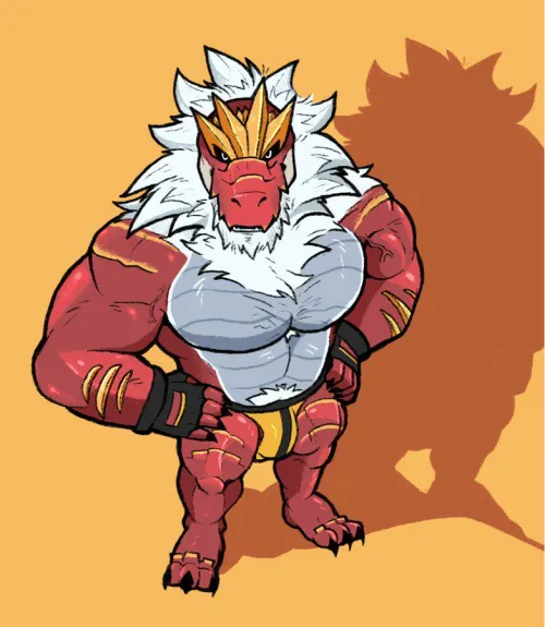 That jockstrap looks good on the king of the dinosaurs. (Artist: PkGroovyn)