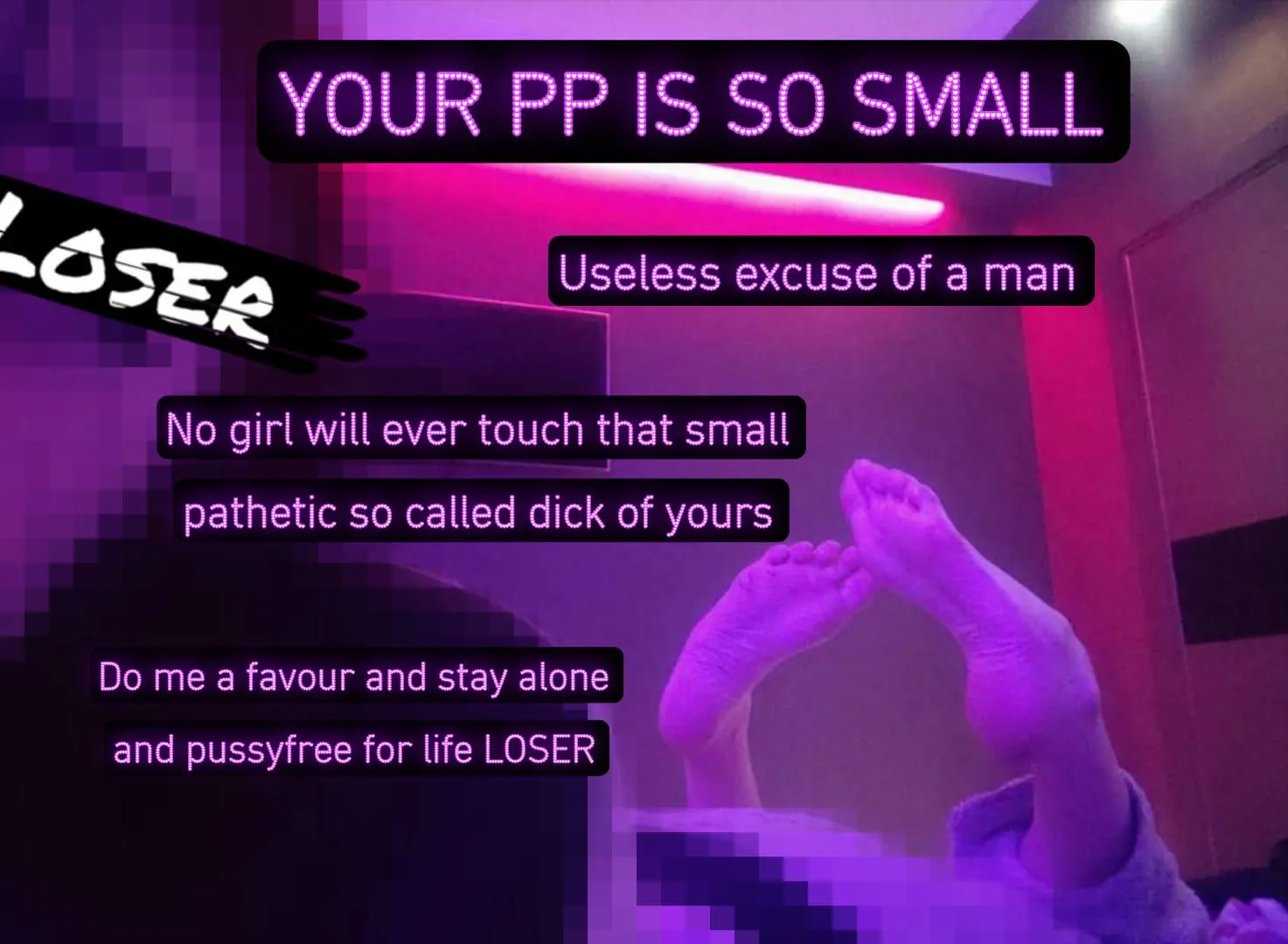 There's no real purpose for you dipshit, jerk and drain yourself for my feet