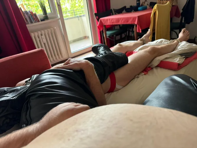 Trapped under his weight and loving every second of it. ⛓️⛓️