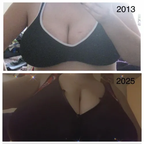 Wearing a sports bra then vs now!