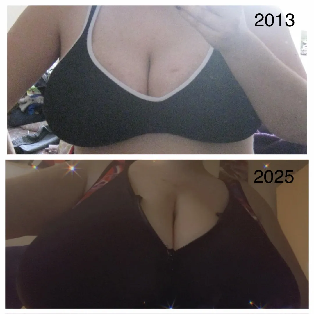 Wearing a sports bra then vs now!