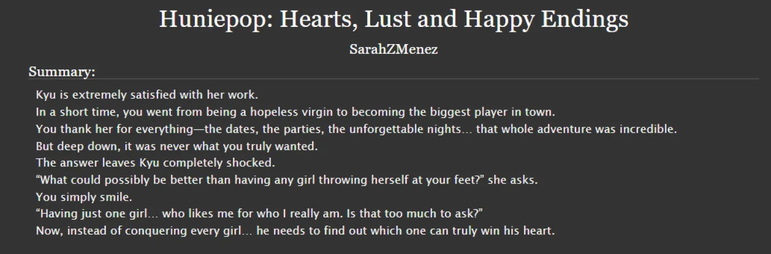 Huniepop: Hearts, Lust and Happy Endings (Fanfic)
