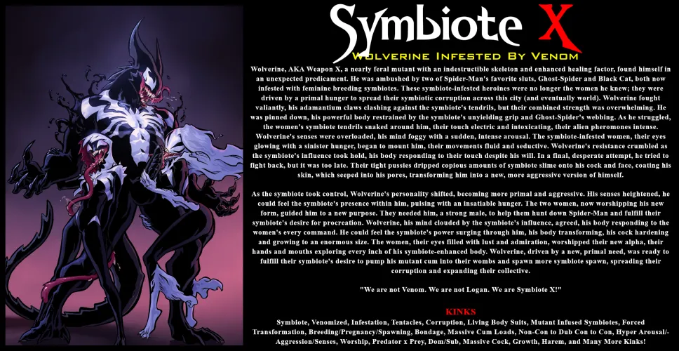 [M4F] Symbiote X: Wolverine Infested By Venom! (Artist: Maxspite)
