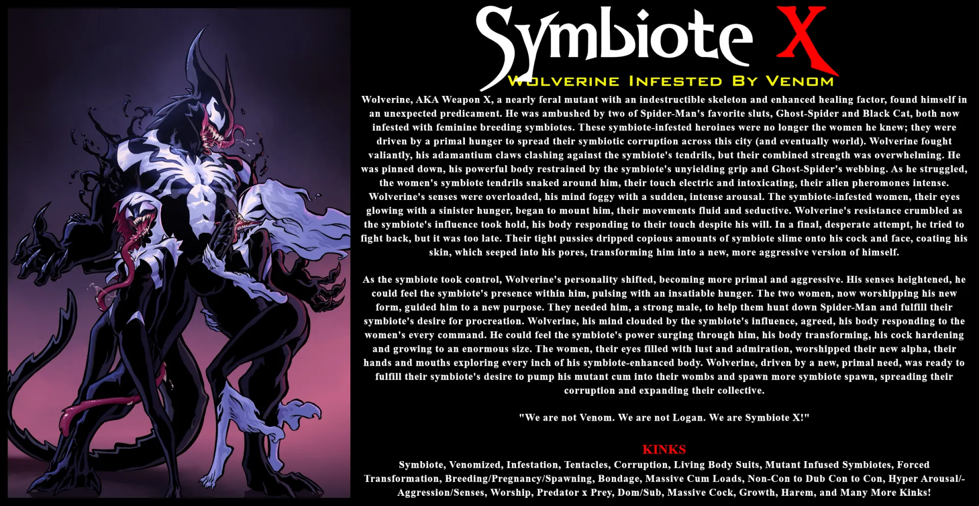 [M4F] Symbiote X: Wolverine Infested By Venom! (Artist: Maxspite)