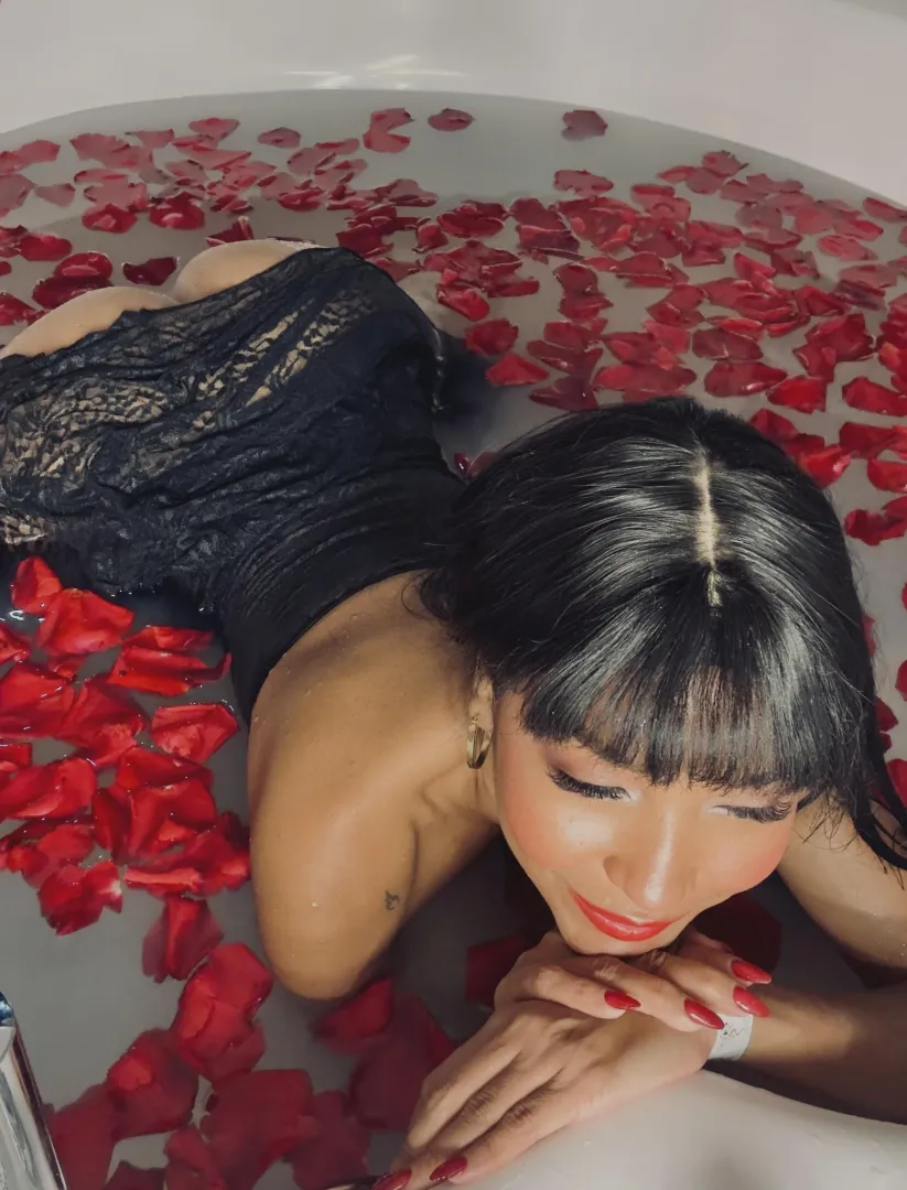 My black lingerie is my happy place, especially in a bubble bath