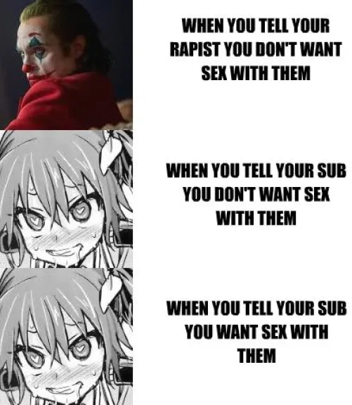 What is the way you communicate to your dom that them not wanting you makes you want them more, without it carrying the *worst* implication possible? (tw: meme contains worst possible implication)