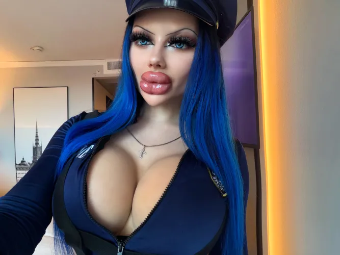 Police doll has just got new bimbo features, guess my new implants size!