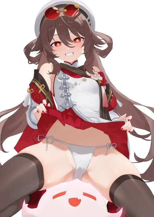 Showing her White pantsu (by NB)