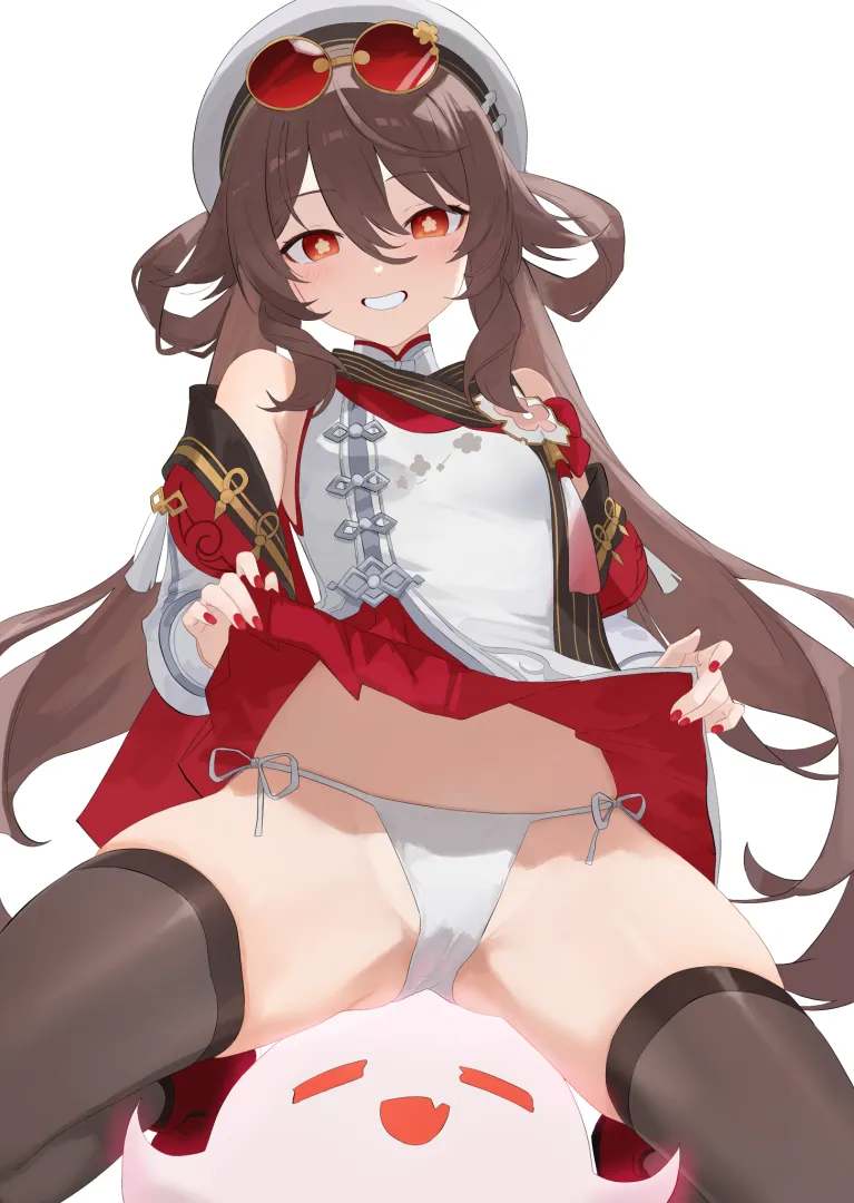 Showing her White pantsu (by NB)