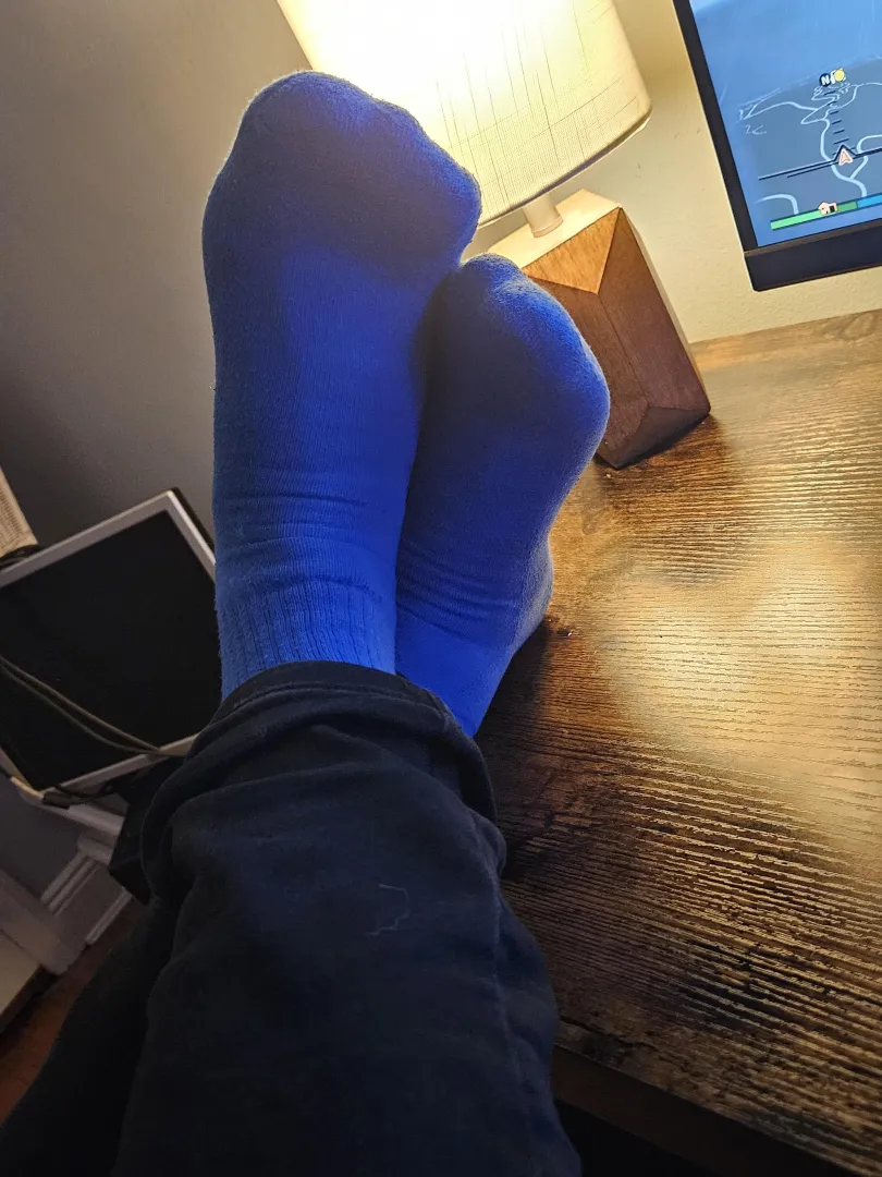 Blue socks for a rainy Monday