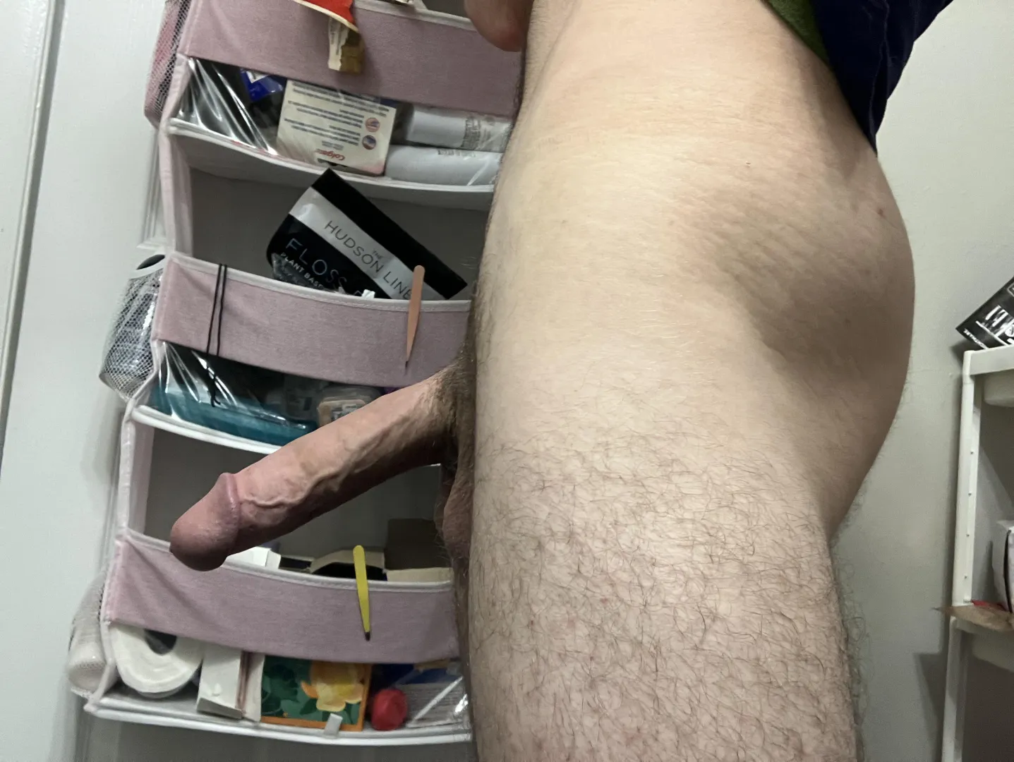 God, I didn't even know it could look this fucking massive and intimidating. No wonder the damn thing tips down when it's not throbbing. This fat, sweaty slab of manmeat is so hefty that gravity pulls it down lmao