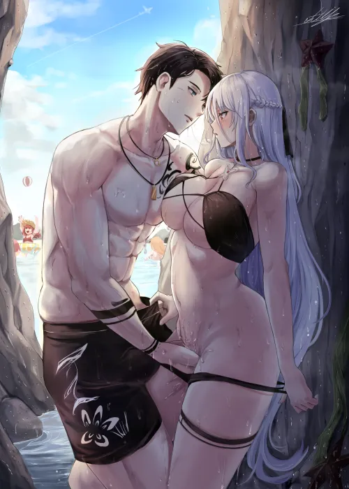 Having some fun away from everyone at the beach (pinkmarine)