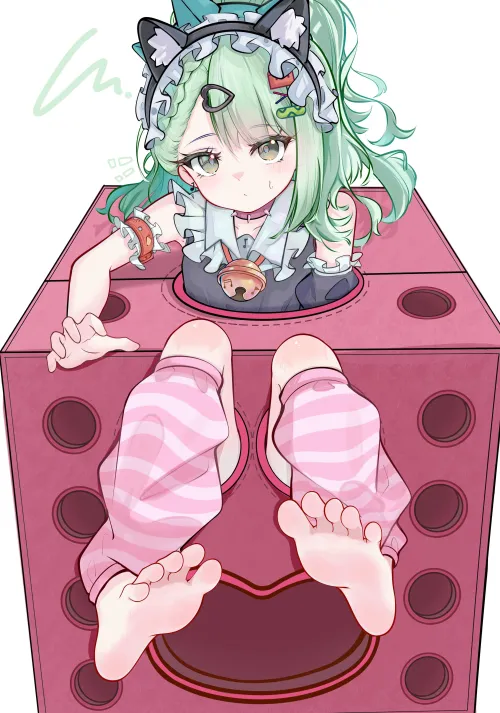 Huh~ C-can you help me here? My legs are trapped...