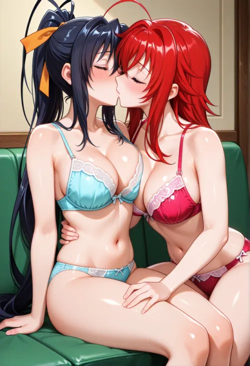 Rias And Akeno lesbian kiss