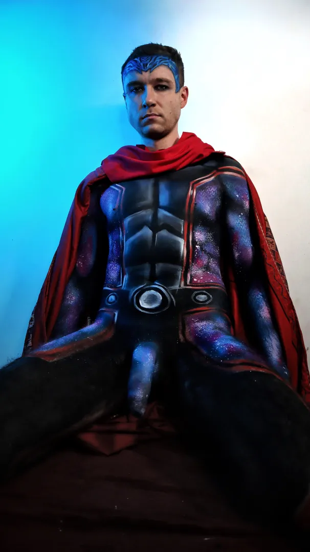 Wiccan, complete with his Galaxy inspired dick