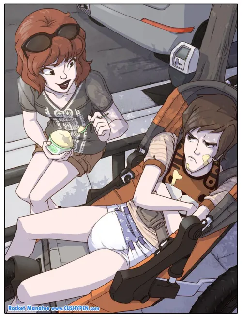 (Art by RocketManatee) “pouting during snack time..”