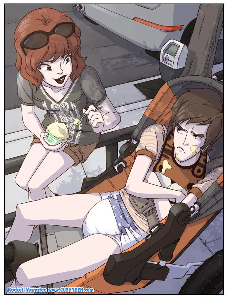 (Art by RocketManatee) “pouting during snack time..”