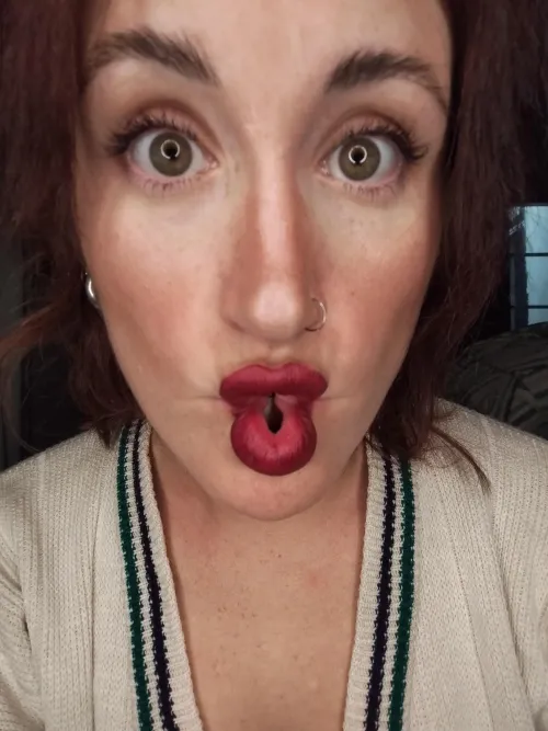 Funny face with sexy lips