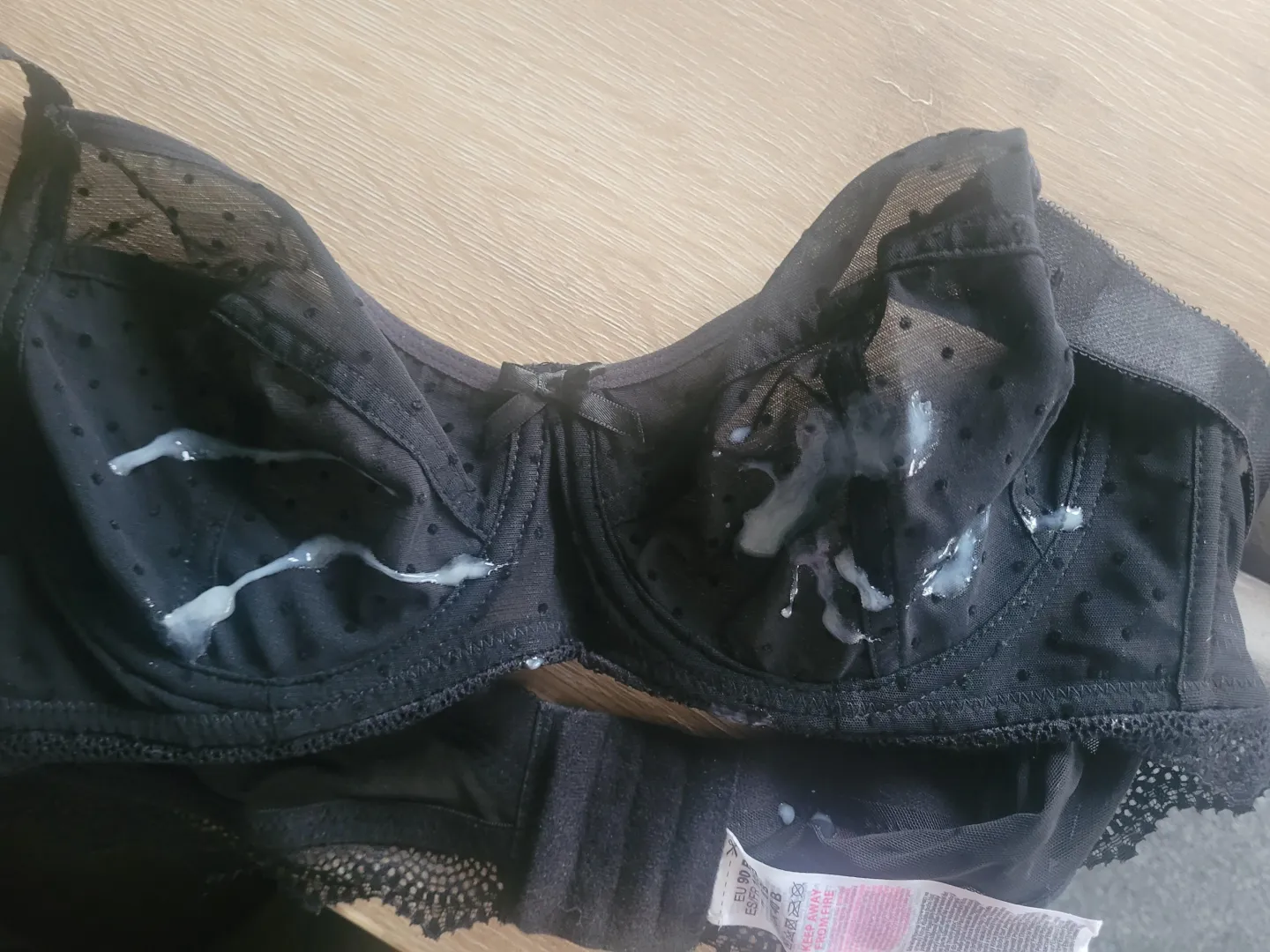I made a mess of the wife's black spotted bra
