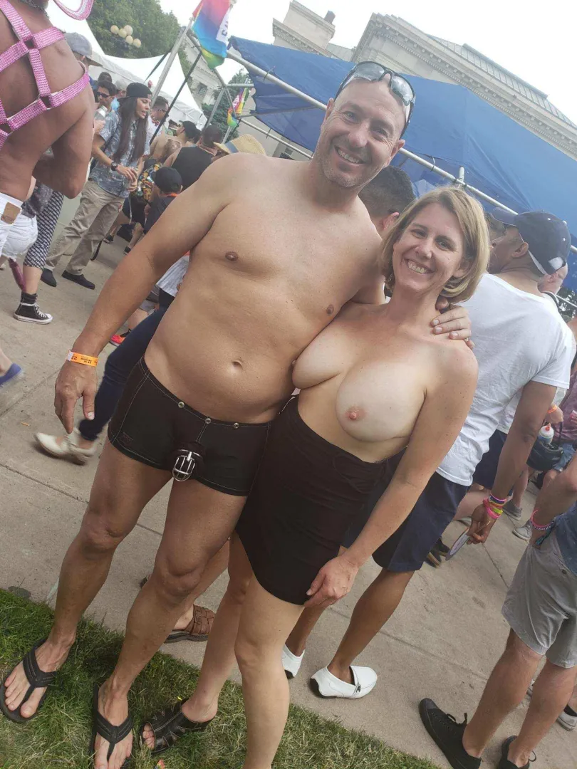Locked in Chastity at Denver Pride for the whole world to see.