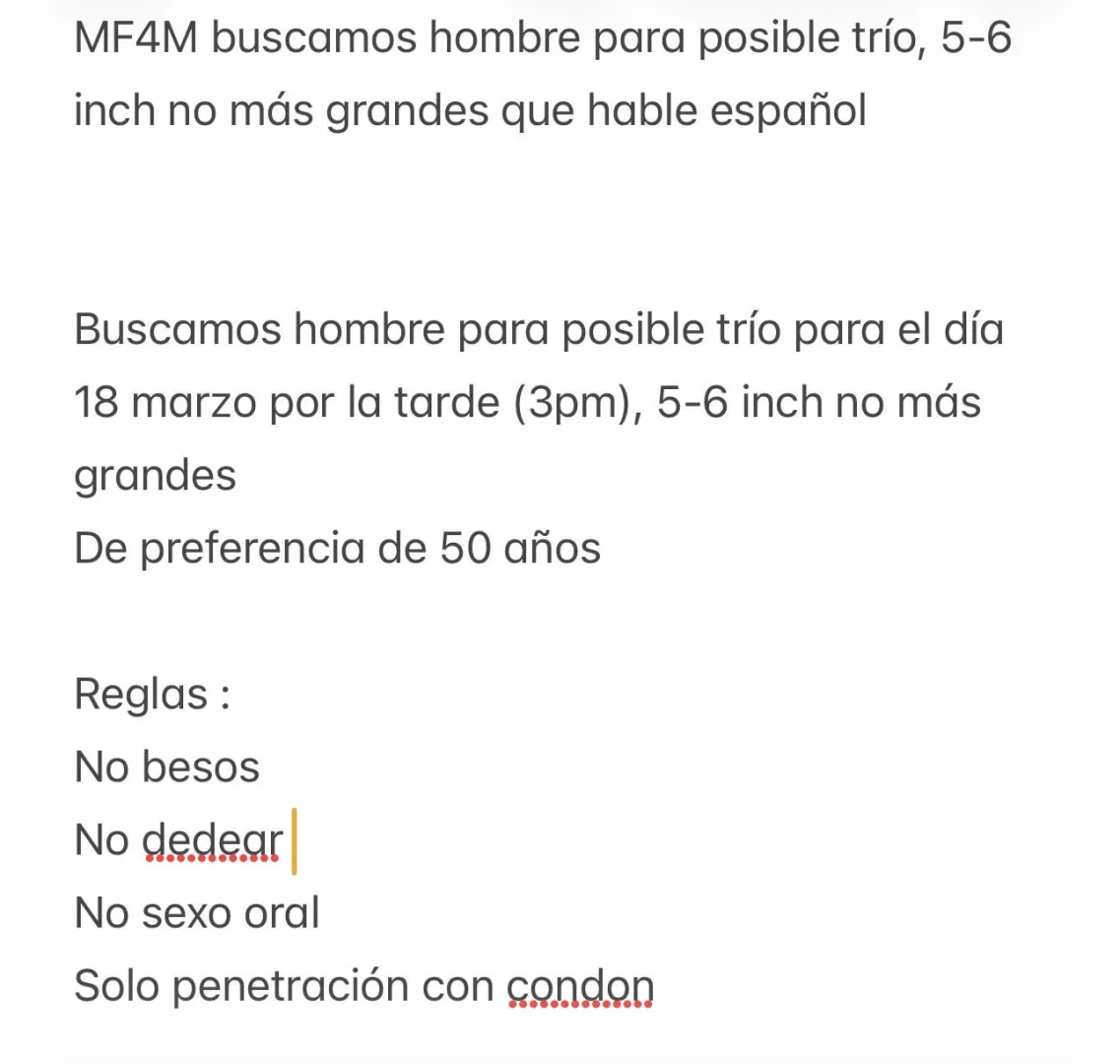 MF4M buscamos hombre para posible trío 5-6 inch no más, que hable español