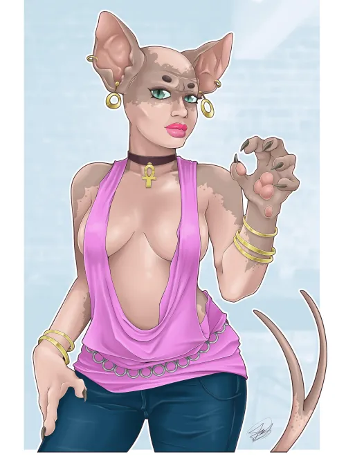 (OC)Sphinx Catgirl Pretty in Pink