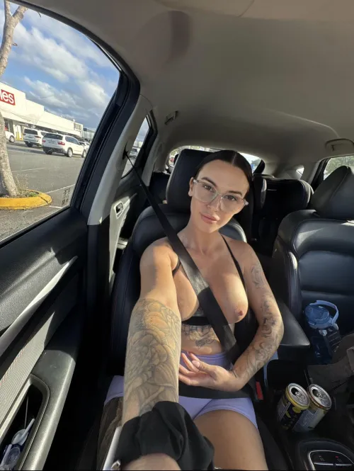 Parked outside Coles with the girls out 