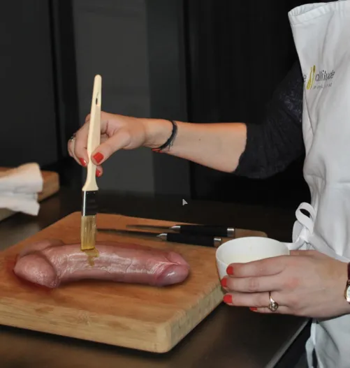 She loves harvesting and cooking cock. Prepping another one for the barbecue…
