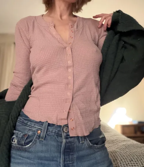 Subtle pokies in a soft shirt