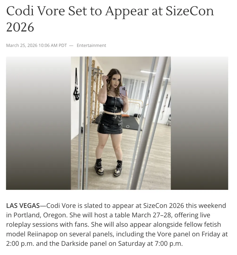 Codi Vore Set to Appear at SizeCon 2026