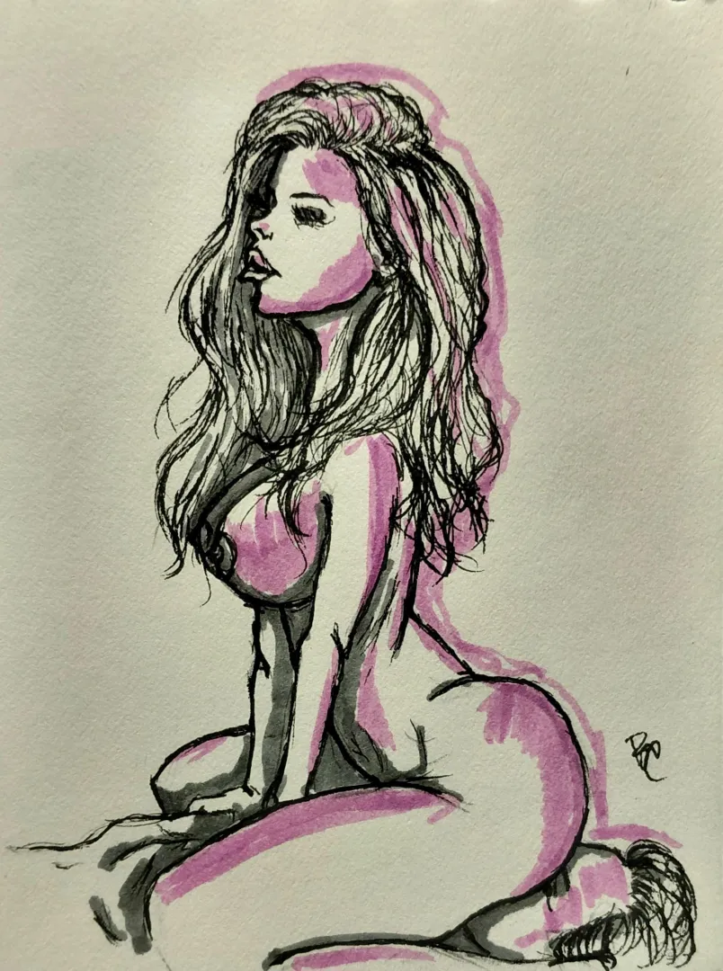 Comfy chair, ink and markers, by me