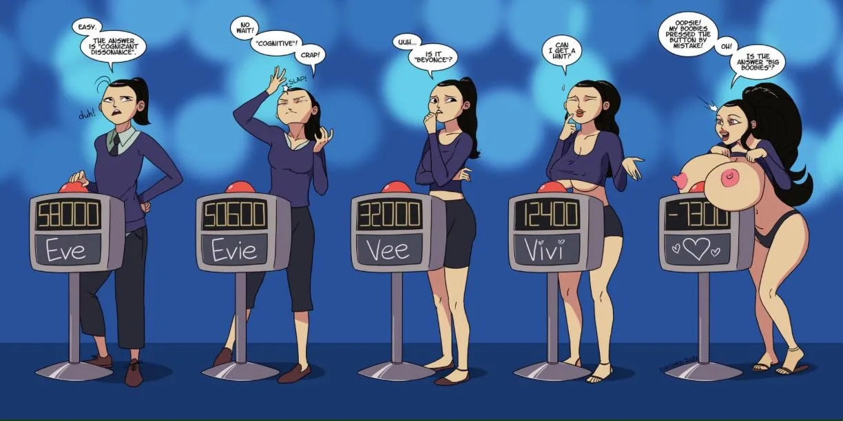 “Each wrong answer takes away your IQ!” [Artist: Sortimid]