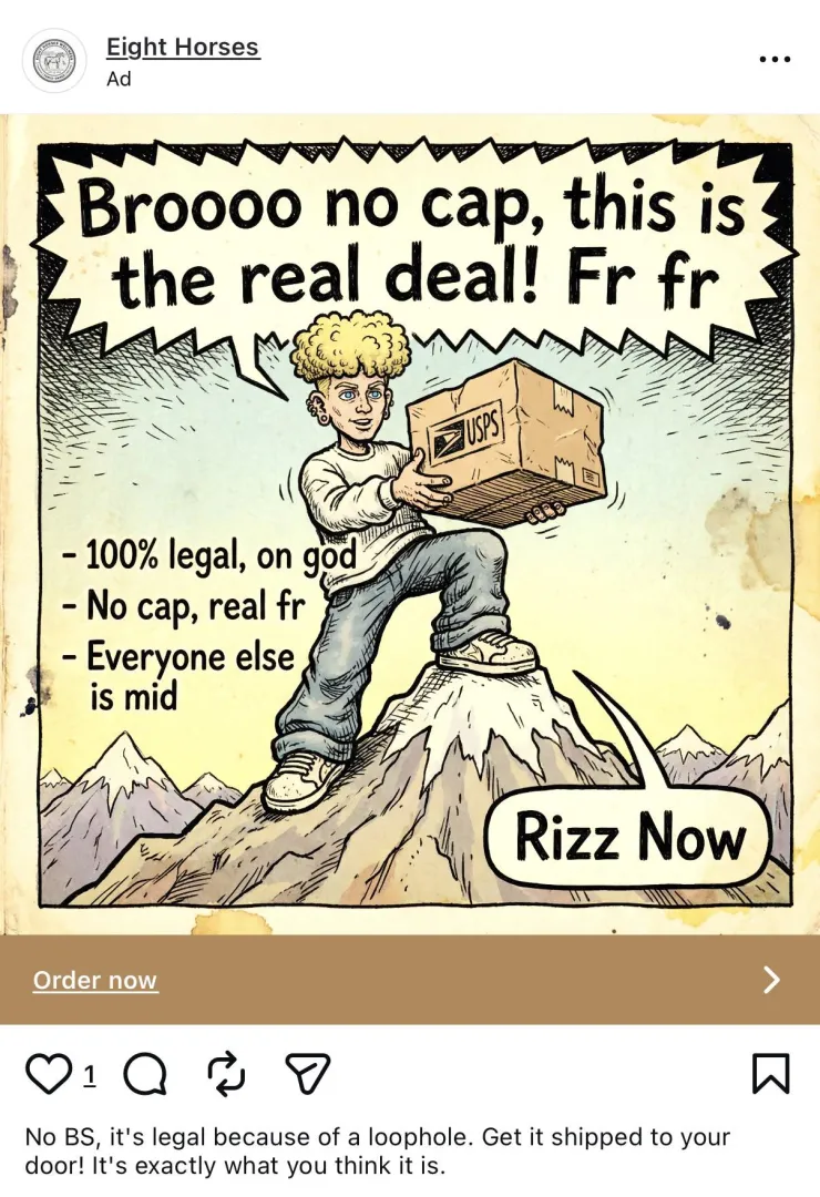 Eight Horses Hemp marketing towards kids